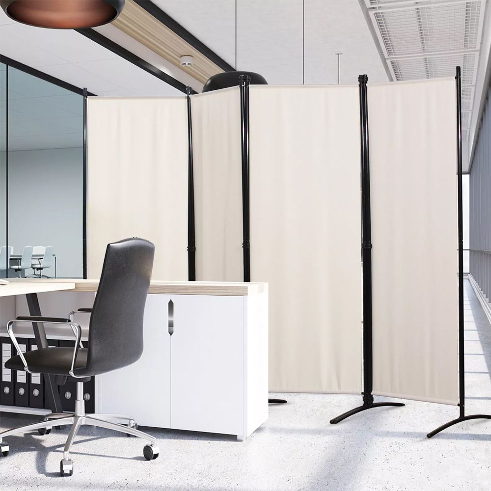 1 PC 5.6 Feet 4 Panel Room Divider with Steel Frame Bedroom Screen