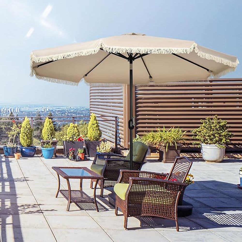 1 Piece 9ft Patio Parasol with Sunshade for Patio, Garden, Pool, Balcony