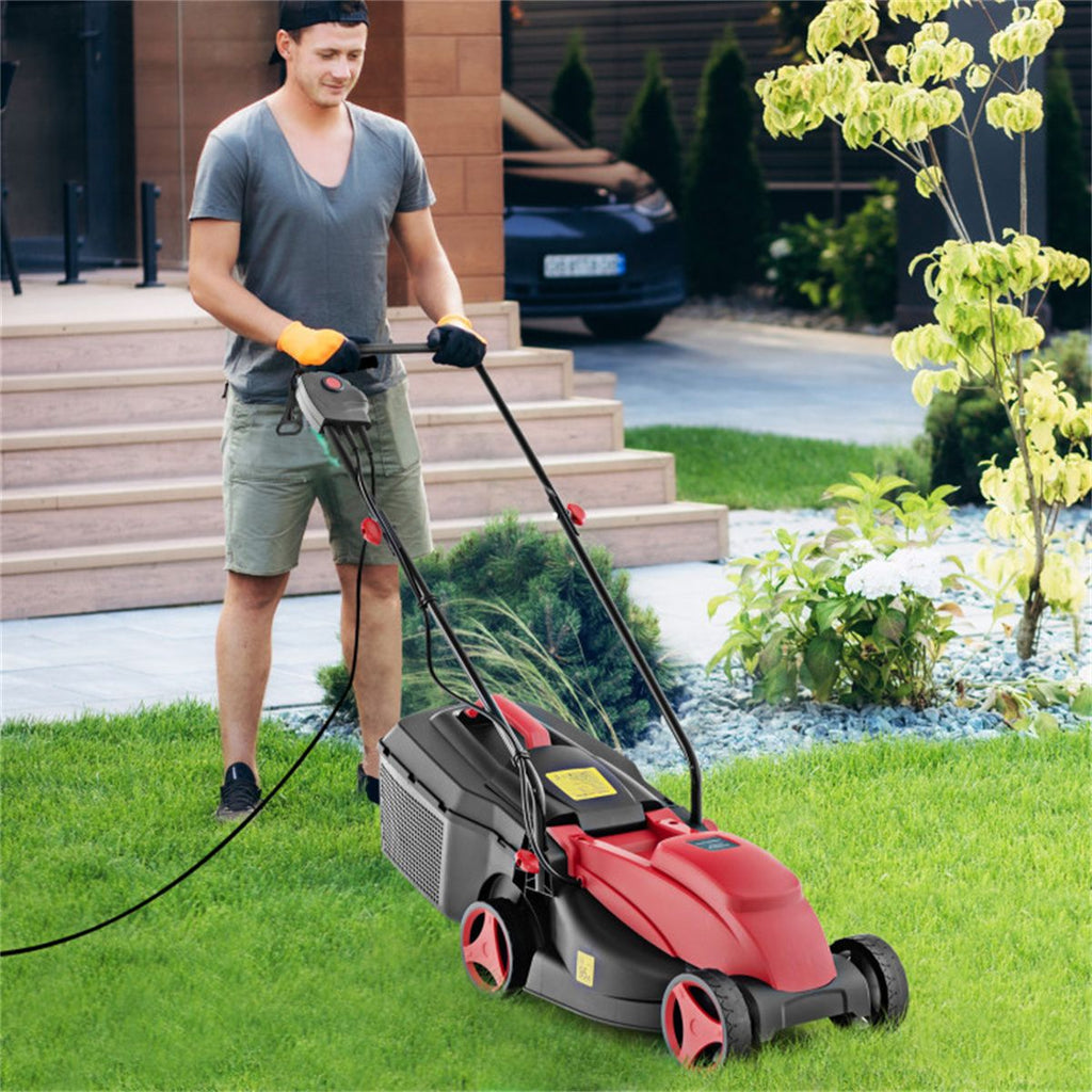 10 ampere 13 inch electric rope lawn mower with dual safety switches -Red