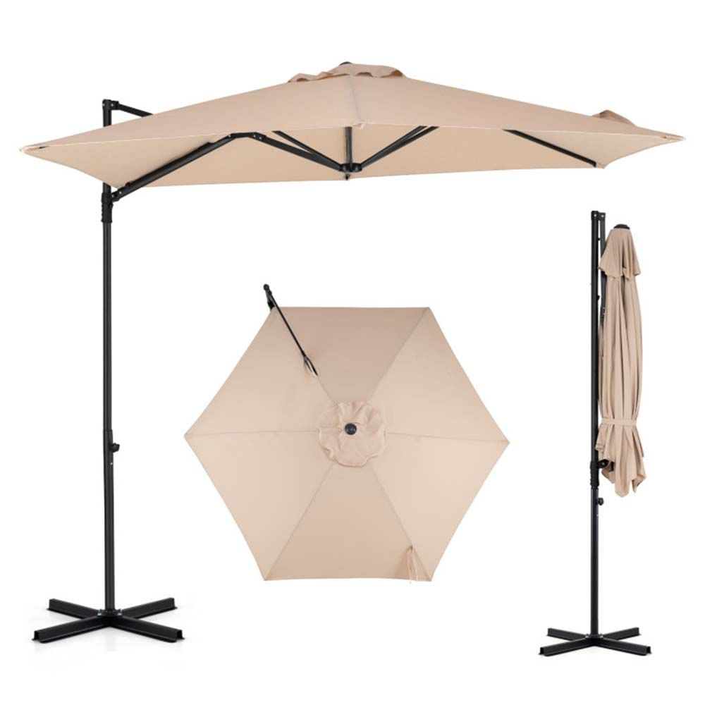 10 FT Cantilever Patio Umbrella with 360° Rotation for Garden