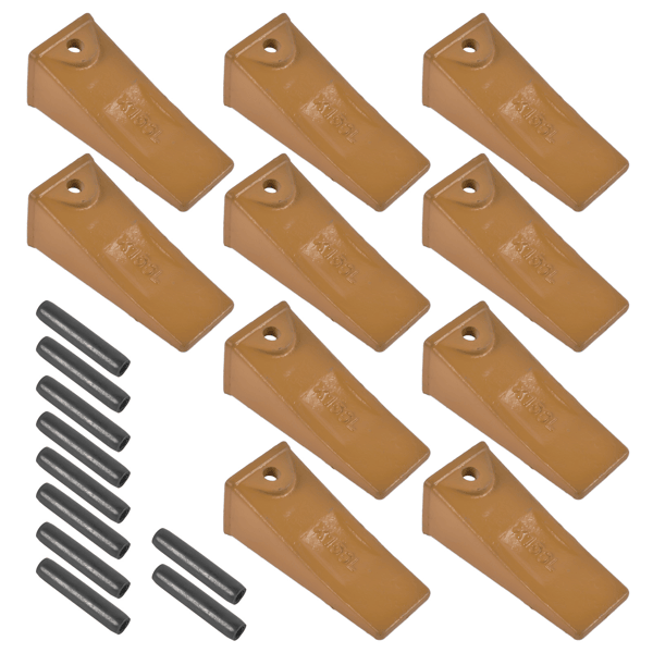 10 Pack X156L Dirt Teeth Bucket Teeth Long w/ 10 Pack P156 Roll Pins Alloy Steel Fits for Skid Steer Mini Excavators Digging Buckets