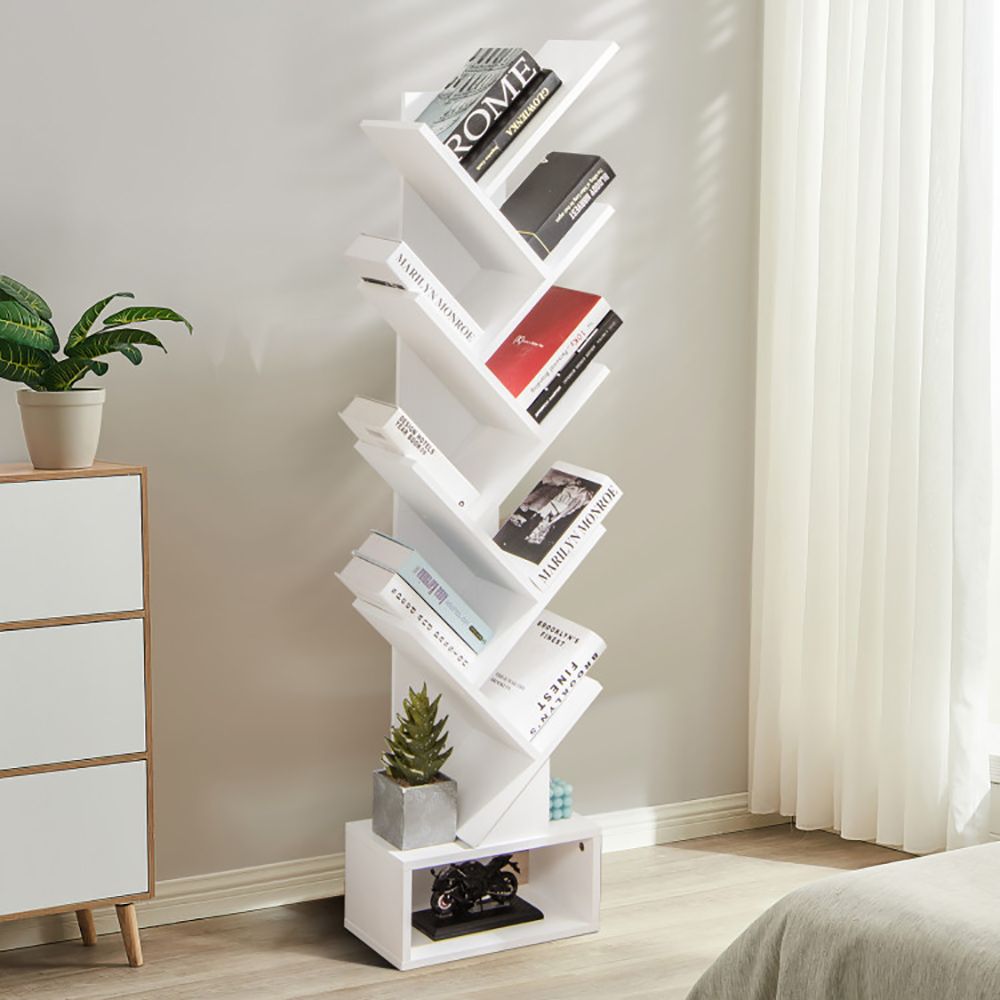 10-Tier Bookshelf with Drawer Free-standing Storage Bookcase
