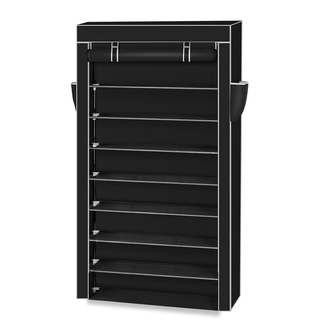 10 Tiers Shoe Rack with Dustproof Cover Closet Shoe Storage Cabinet Organizer Gray