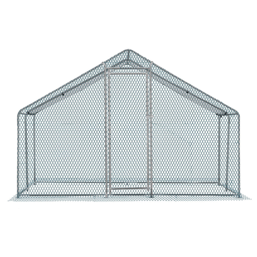 10 x 10 ft Large Metal Chicken Coop, Walk-in Poultry Cage Chicken Hen Run House with Waterproof Cover, Rabbits Cats Dogs Farm Pen for Outdoor Backyard Farm Garden(SAME AS09877689)