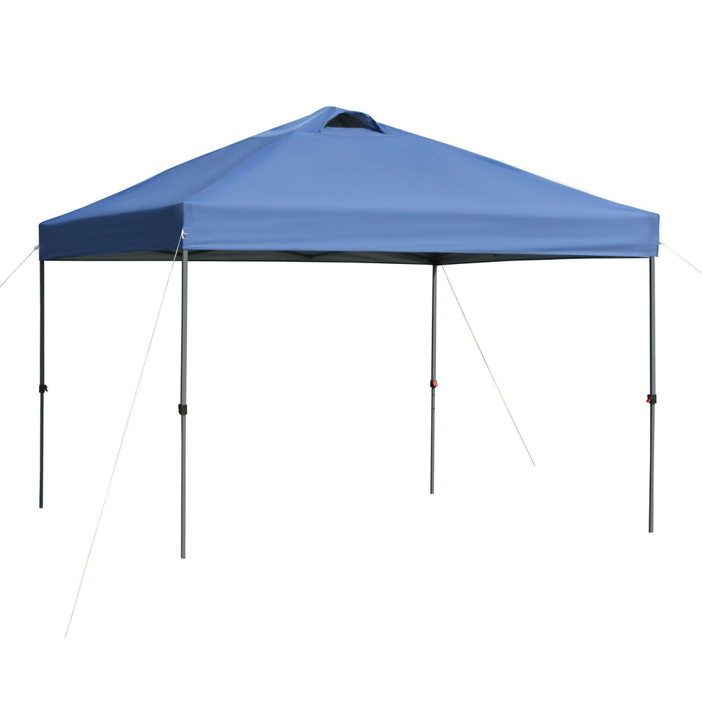 10' x 10' Pop Up Canopy Event Tent with 3-Level Adjustable Height, Top Vent Window Design and Easy Move Roller Bag, Blue