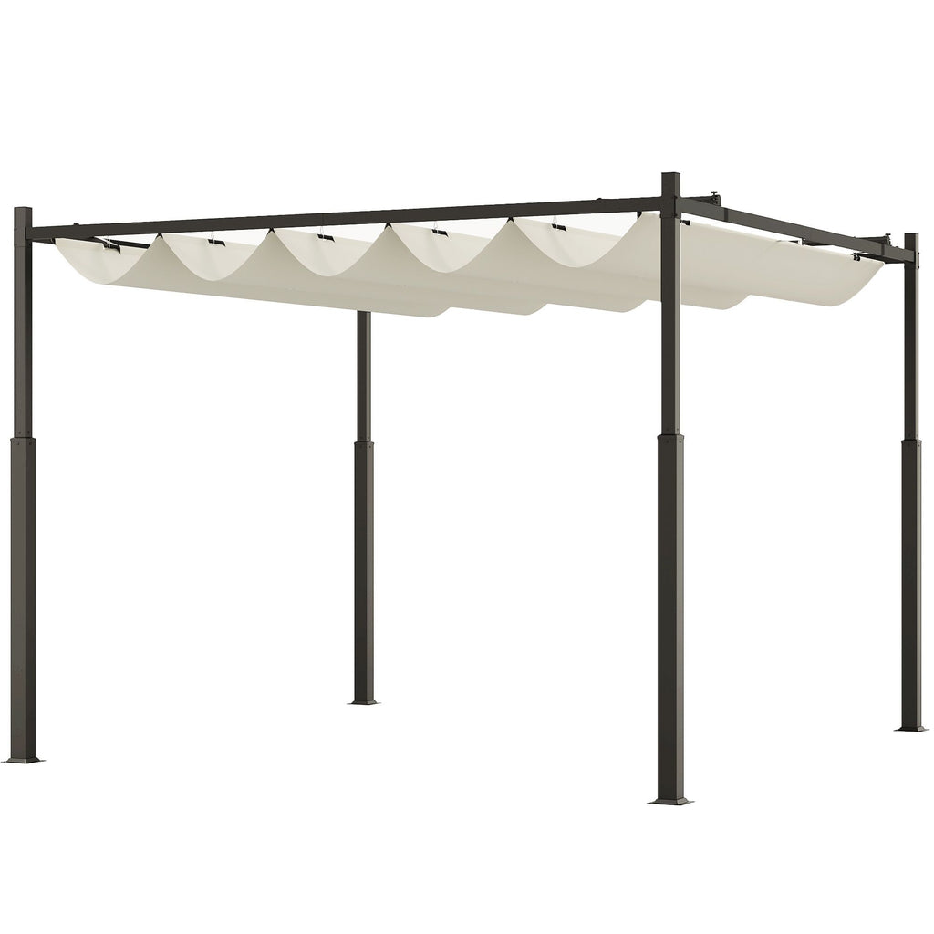 10' x 10' Retractable Pergola Canopy with Magnetic Fixture, UPF30+ Outdoor Pergola, Cream White