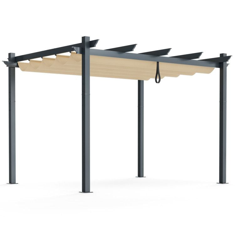 10 x 12 Feet Outdoor Aluminum Retractable Pergola Canopy Shelter Grape Trellis