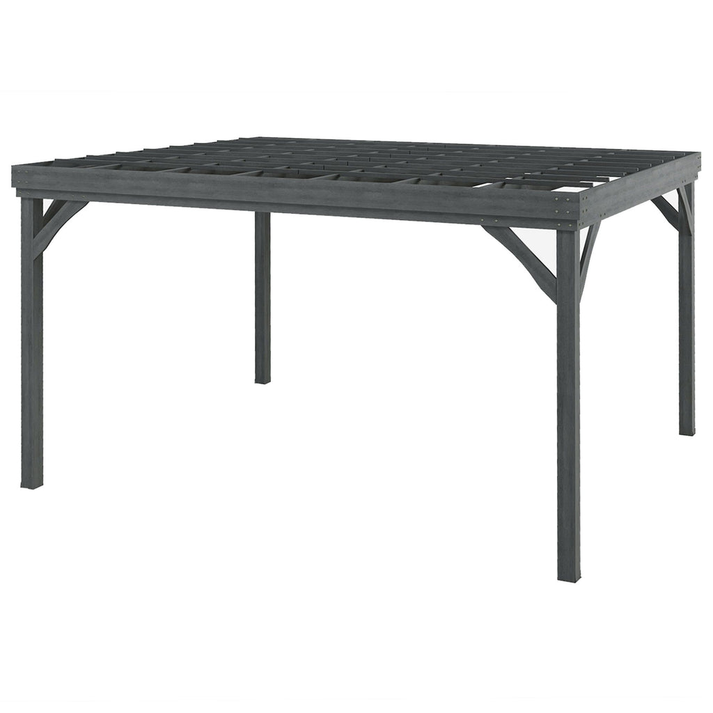 10' x 12' Outdoor Wood Pergola Gazebo Grape Trellis with Stable Structure and Concrete Anchors, Gray