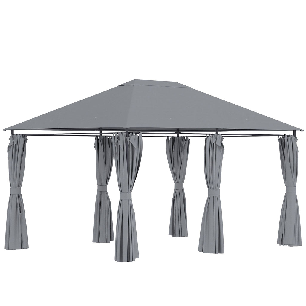 10 x 13 Outdoor Gazebo, Canopy Shelter with 6 Sidewalls, Steel Frame, Gray for Garden & Backyard, Gray