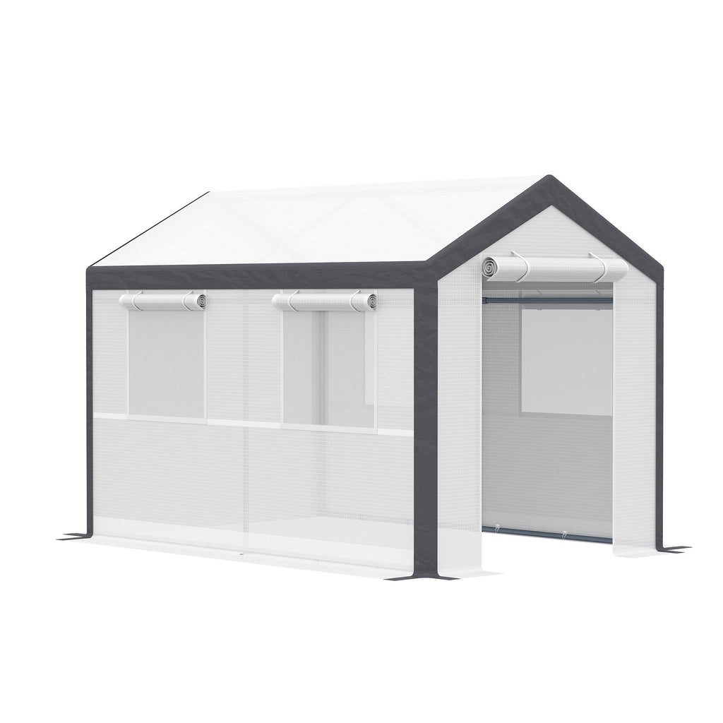 10' x 7' Walk-In Tunnel Greenhouse Garden Hot House w/Roll-Up Windows Zippered Door White/Dark Grey Gardening Essentials