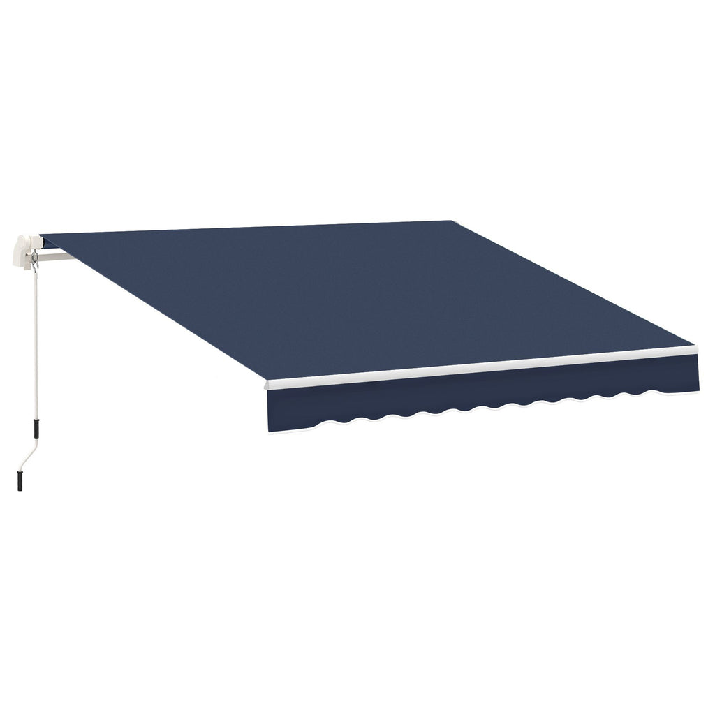 10' x 8' Manual Retractable Awning Sun Shade Shelter for Patio Deck Yard with UV Protection and Easy Crank Opening, Blue