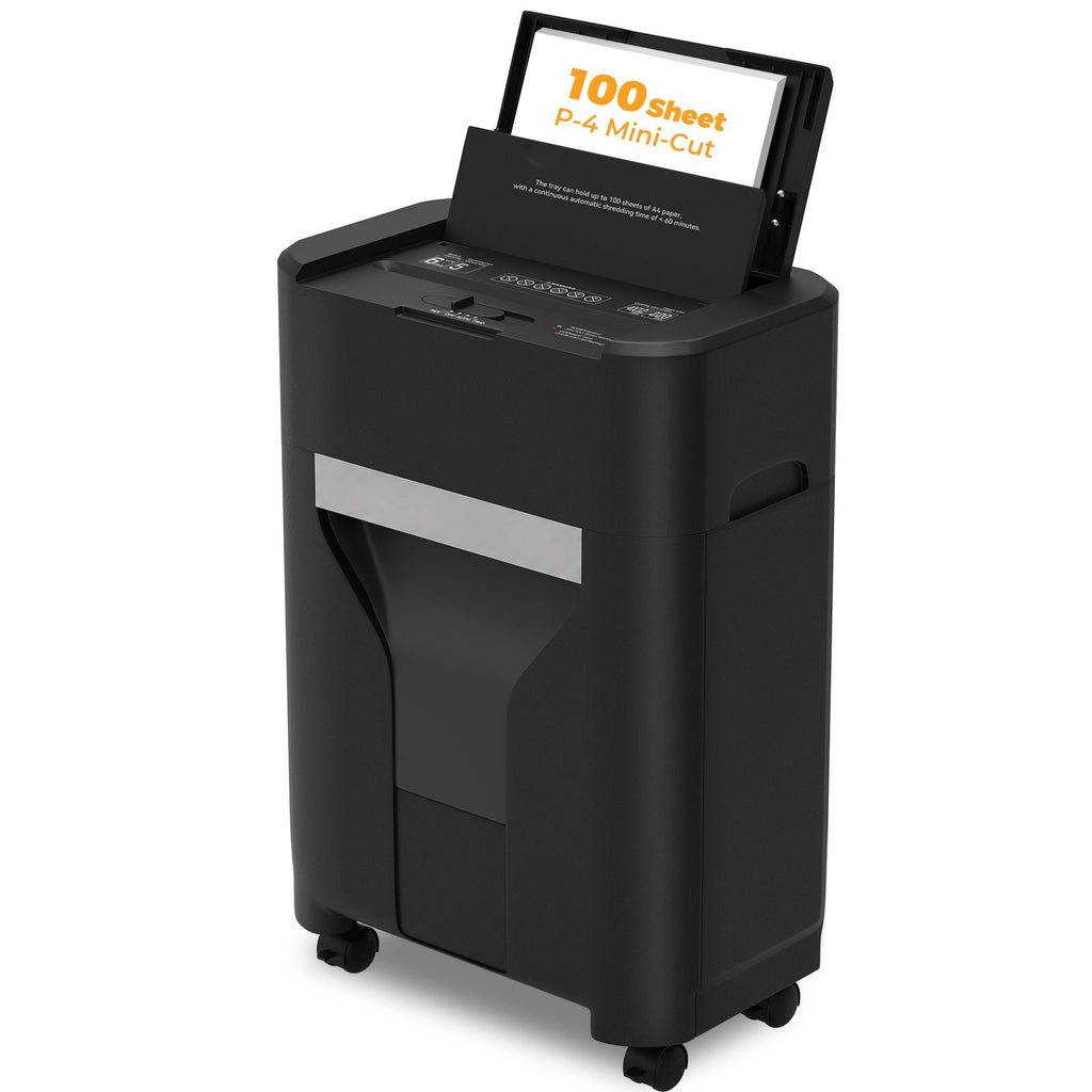 100 Sheet Auto Feed Paper Shredder P4 Security Level, 60Min Non Stop Commercial Shredder for Home Office, 4.5 Gallon Bin, <63dB Quiet