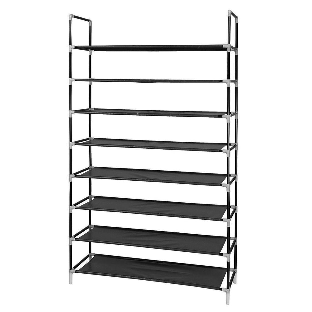 100cm Ultra Large Capacity 8 Layers Non-woven Fabrics & Steel Shoe Rack Black