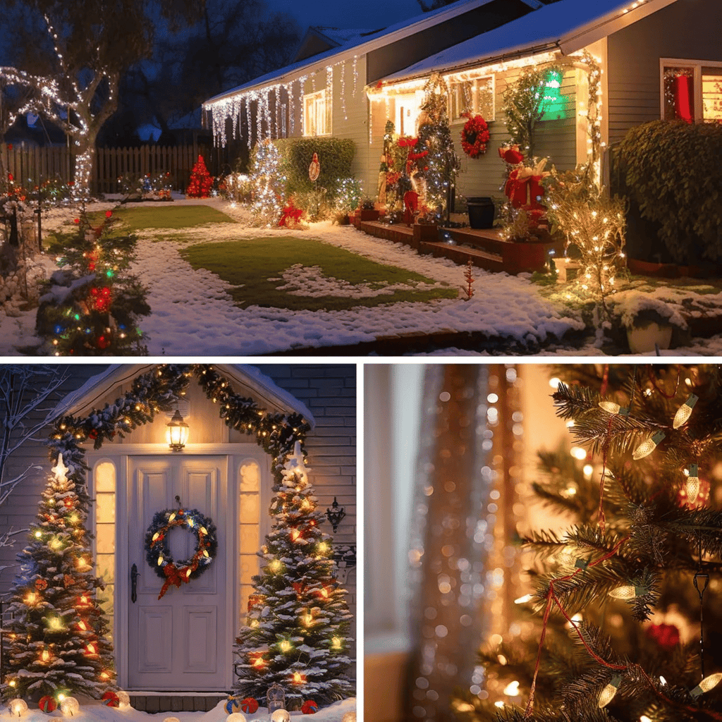 100FT 50 LED Indoor Outdoor Christmas String LightforHouseRoof Patio Tree, Warm White