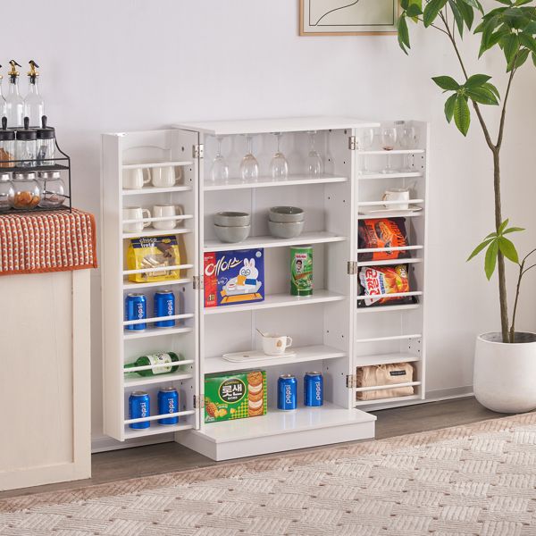 103.5*60*30cm Simple Triamine Adjustable Shelves Sideboard With Door Cabinet White