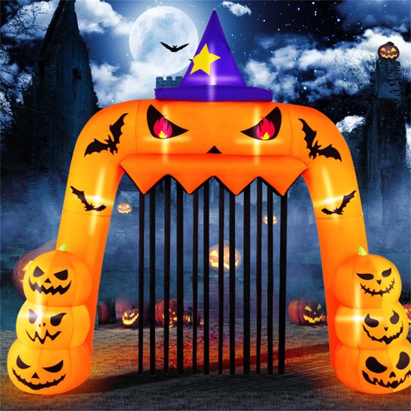 10.4x11.6ft Giant Halloween Inflatable Pumpkin Arch - 7 LED Lights, Built-in Blower for Easy Inflation, Windproof with Stakes/Waterbags