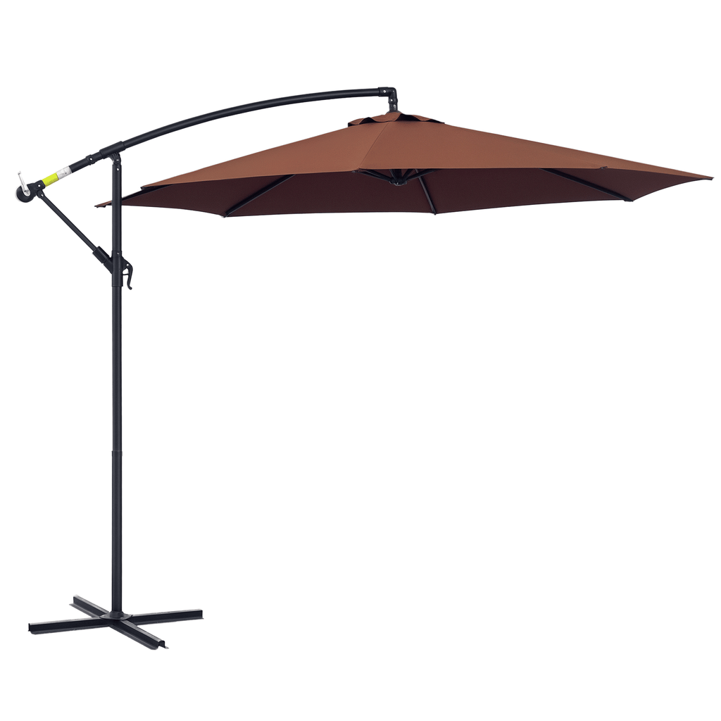 10ft Cantilever Patio Umbrella, UV Protection, Water-Resistant Fabric, Easy Tilt & Sturdy Stand, Brown