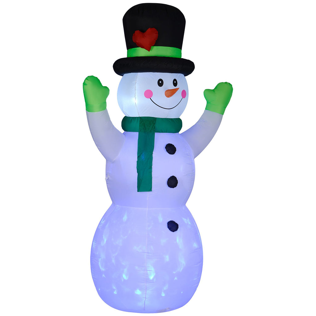 10FT Christmas Inflatables Cheerful Snowman in Black Hat, Blow Up Outdoor Christmas Decorations with LED Yard Display