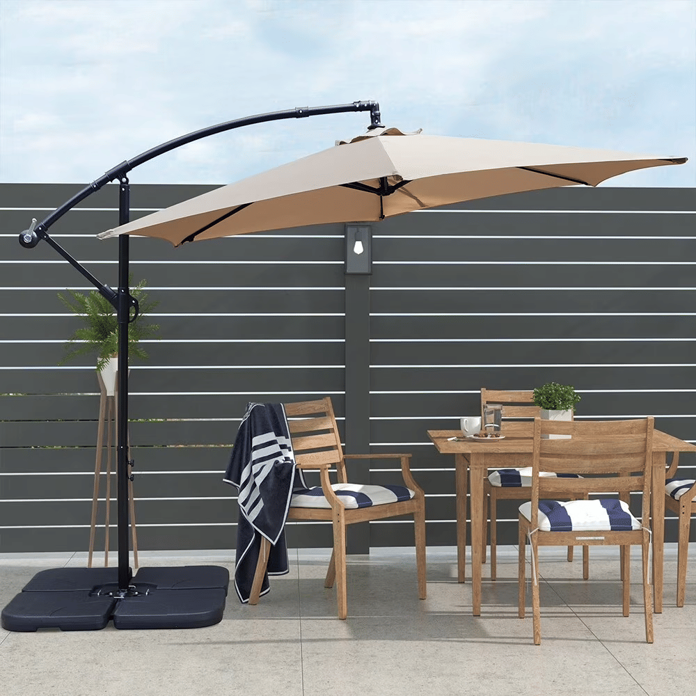 10ft Outdoor Hanging Offset Cantilever Umbrella with Crank - Tan