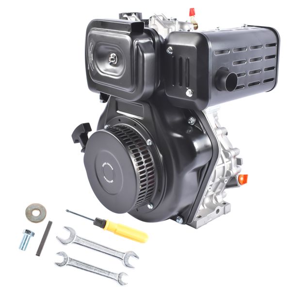 10HP 4Stroke Single-Cylinder Diesel Engine 418CC 6300W Recoil 3600RPM Air Cooled (Black)