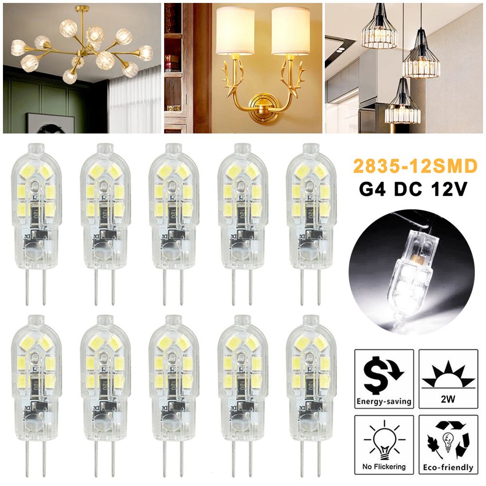 10pcs G4 12SMD Light Bulbs DC 12V Dimmable Cool White 2835 LED Replacment(tk/temu self-pickup orders)