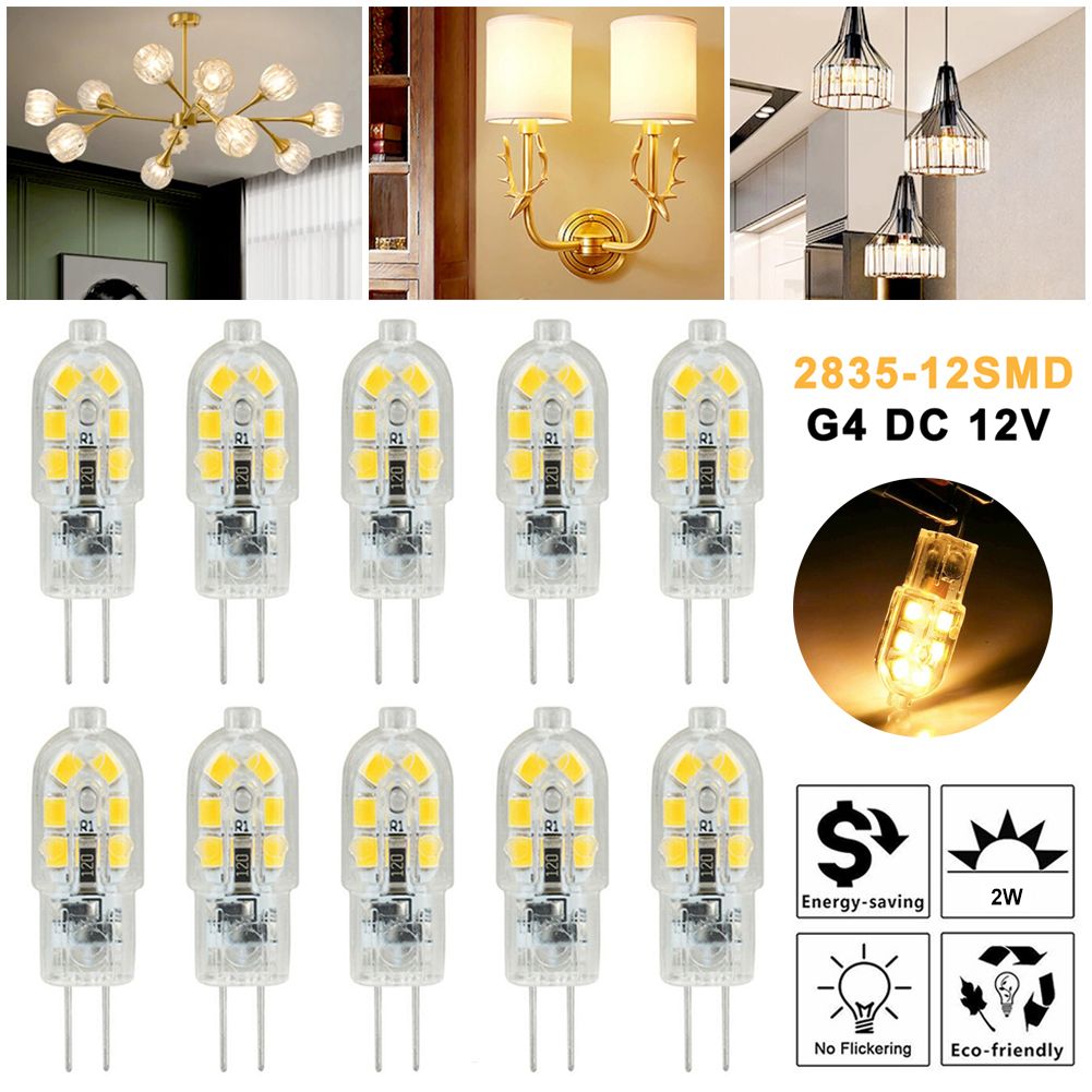 10pcs G4 12SMD Light Bulbs DC 12V Dimmable Warm White 2835 LED Replacment(tk/temu self-pickup orders)