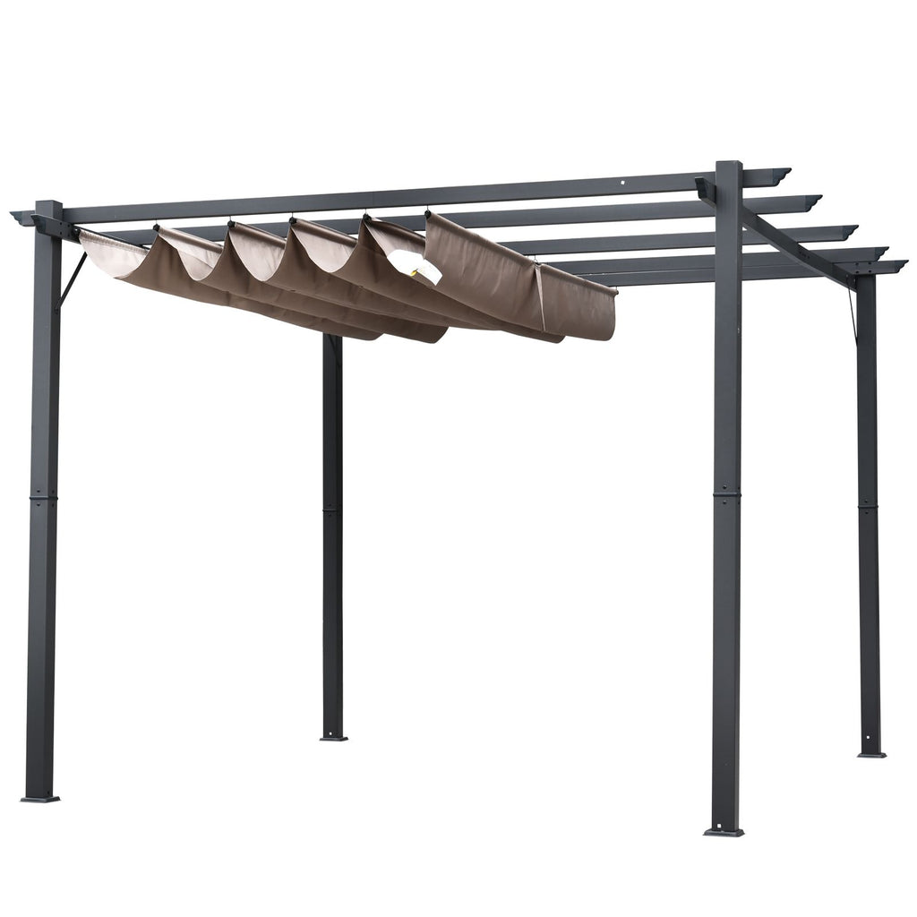 10x10 ft atio Pergola with Retractable Canopy, Grey Backyard Shade Shelter