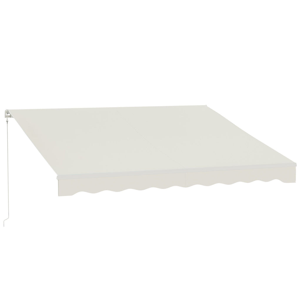 10'x12' Electric Cream Retractable Awning with UV Protection Sun Shade Remote Controller Manual Crank Outdoor Comfort