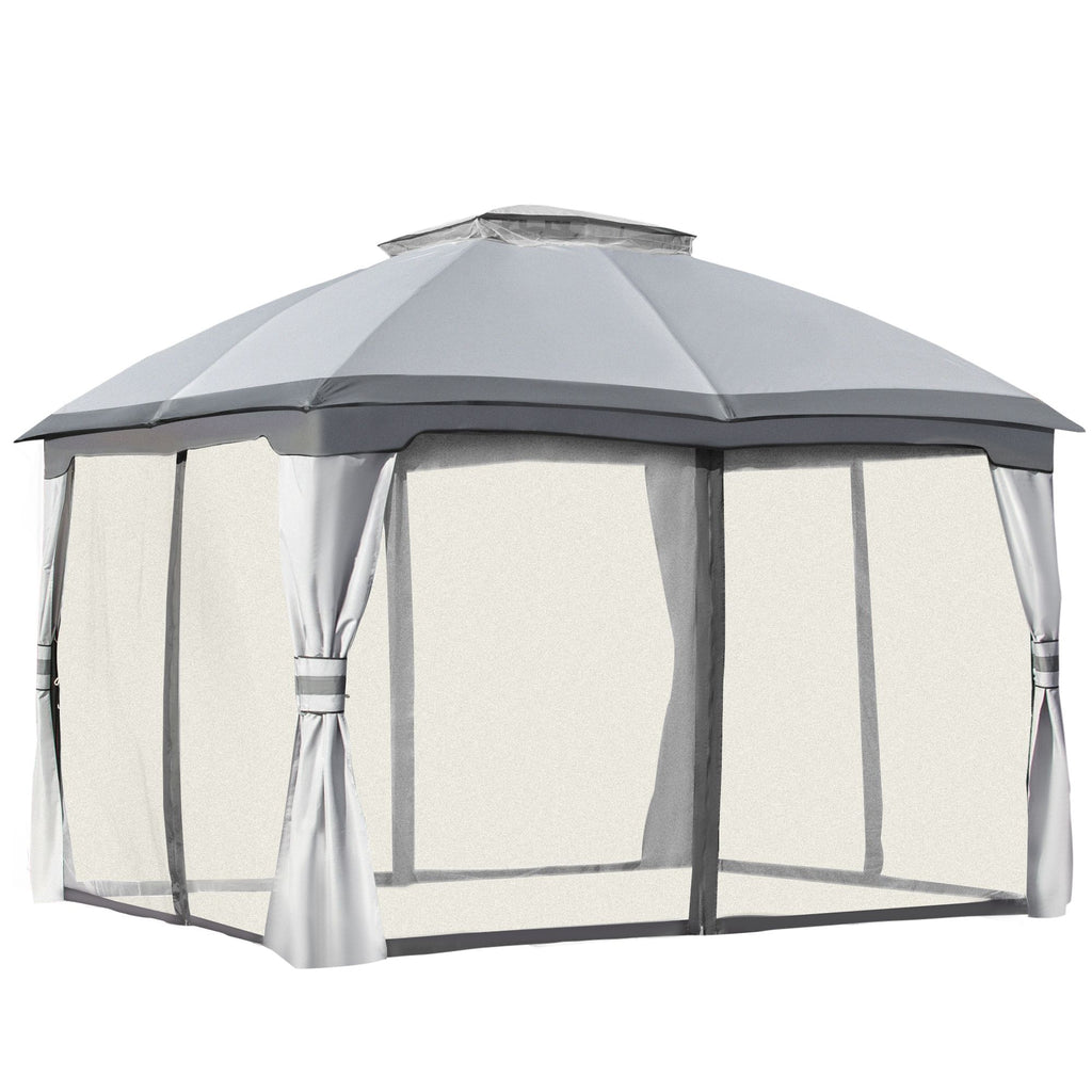 10x12 Gazebo, Vented Canopy, Zippered Sidewalls, Steel Fram, Gray