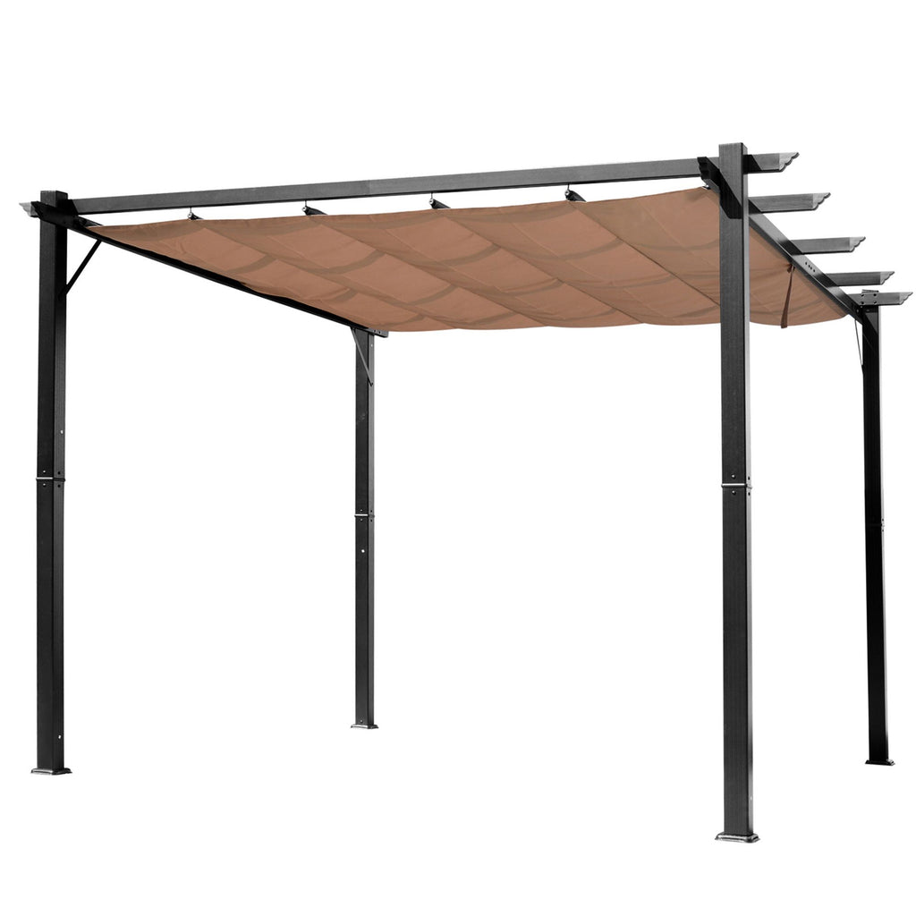 10x13 ft Aluminum Patio Pergola Outdoor Retractable Canopy Charcoal Grey
