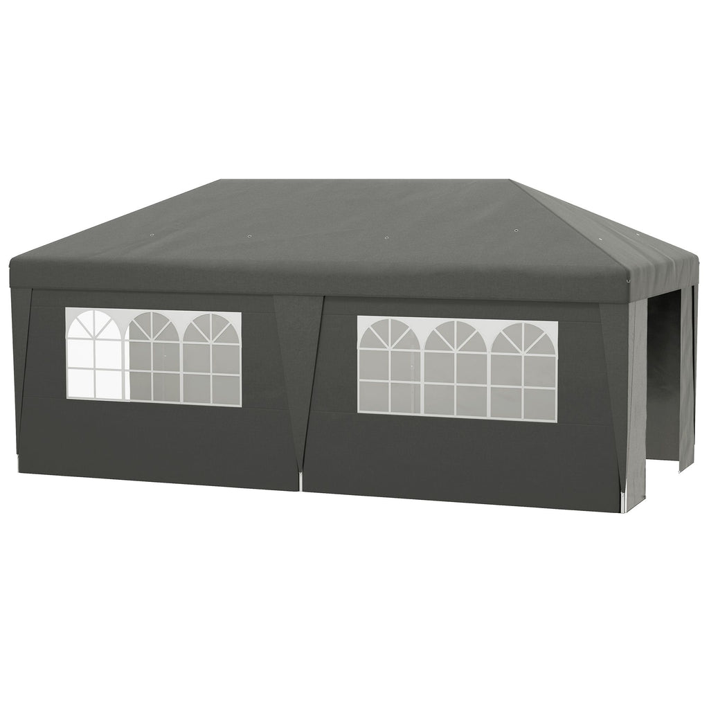 10x19.5ft Gray Pop Up Canopy Tent Adjustable Height Event Shelter with Sidewalls Leg Weight Bags Wheeled Bag