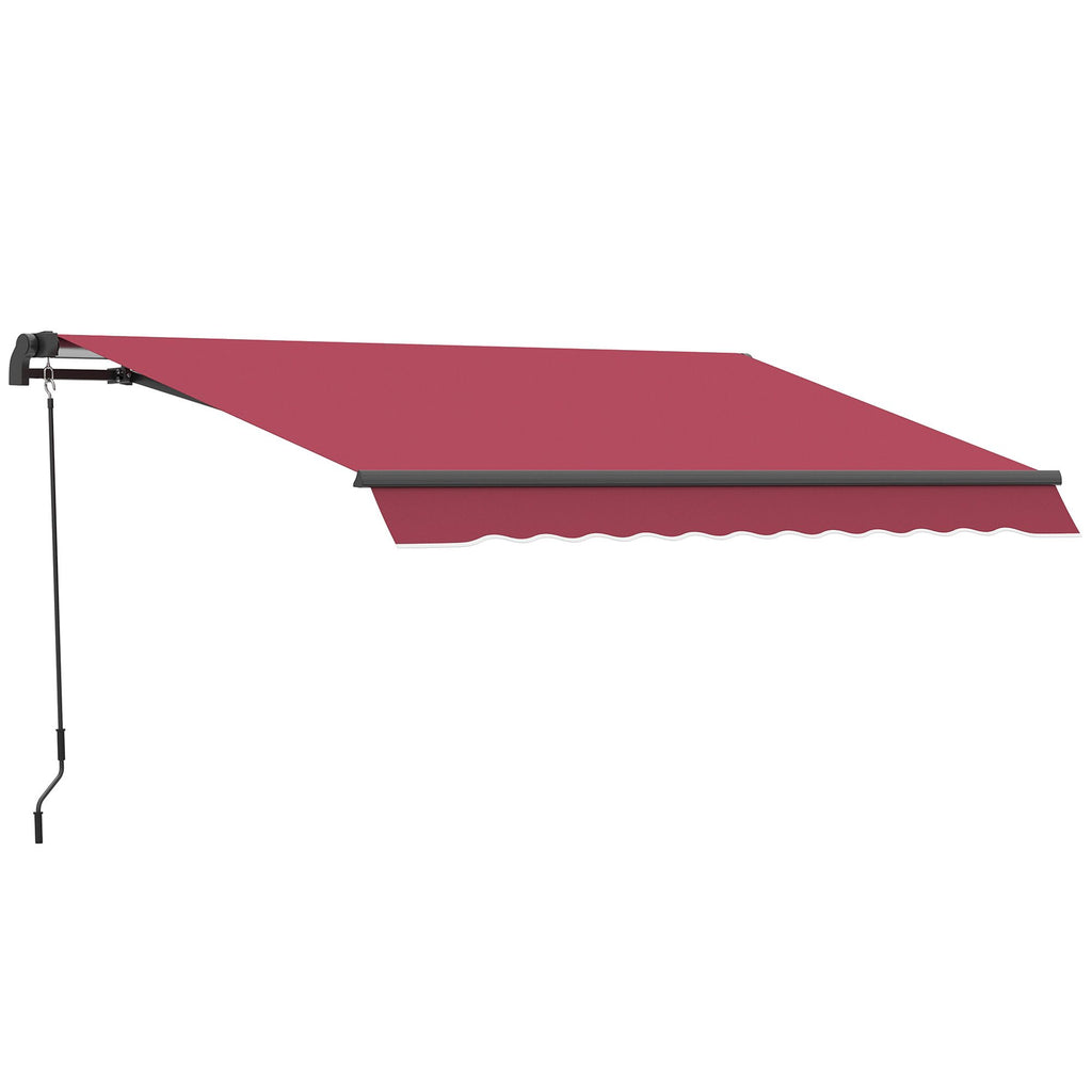 10'x8' Manual Retractable Patio Awning, UV Protection Sun Shade Tent for Patio, Deck, Yard, Easy Crank, Red