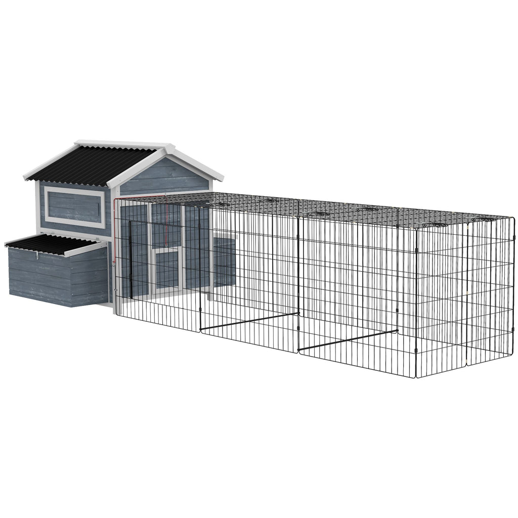 11x5x3.5 ft Wooden Chicken Coop, Nesting Box & Run Included, Dark Gray, Suitable for 2-4 Chickens, Easy Clean with Pull-out Tray
