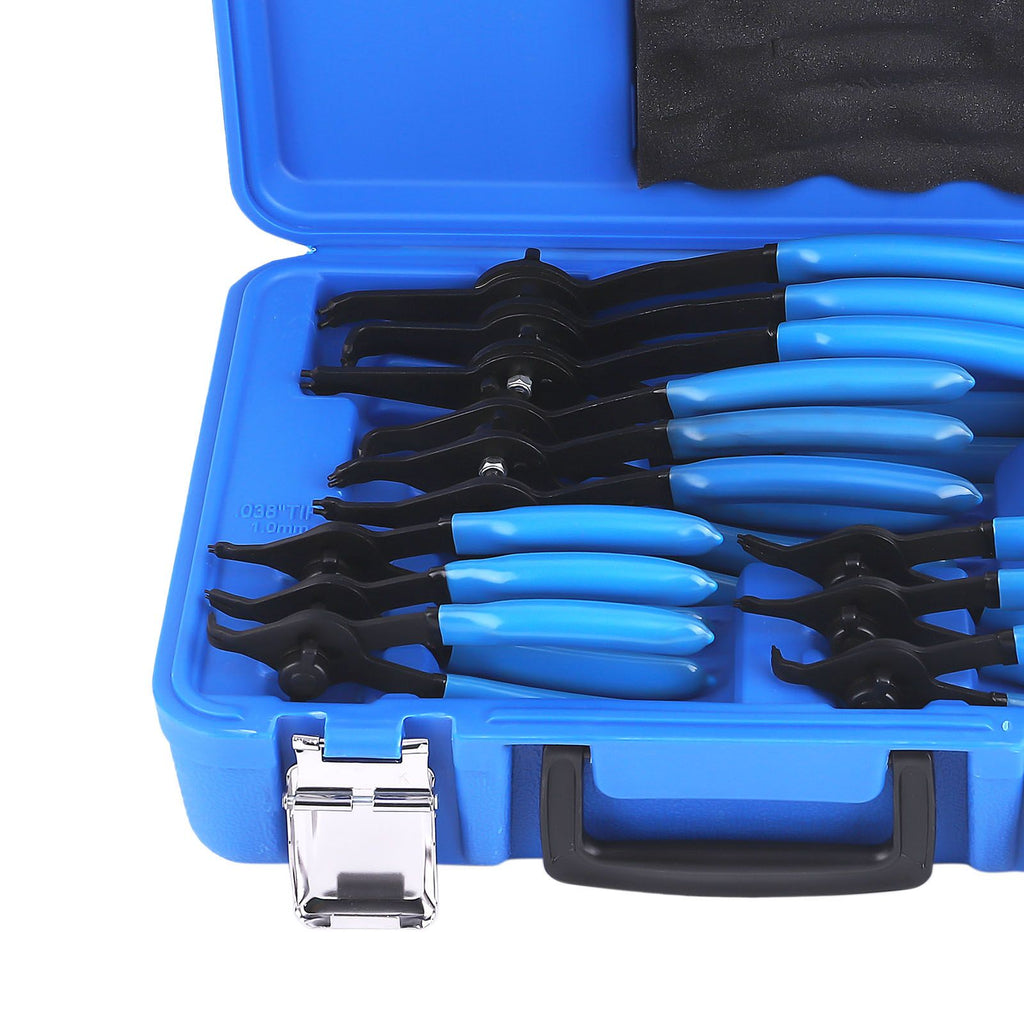 12 PC Versatile Retaining Snap Ring Pliers set Heavy Duty Fixed Tip 0 45 90