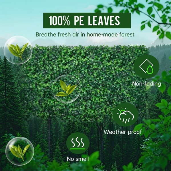 12 pieces of 24 "x 16" artificial boxwood boards, grass wall panels, boxwood fence panels, UV protection suitable for artificial green wall decoration, fence garden wedding backyard decoration