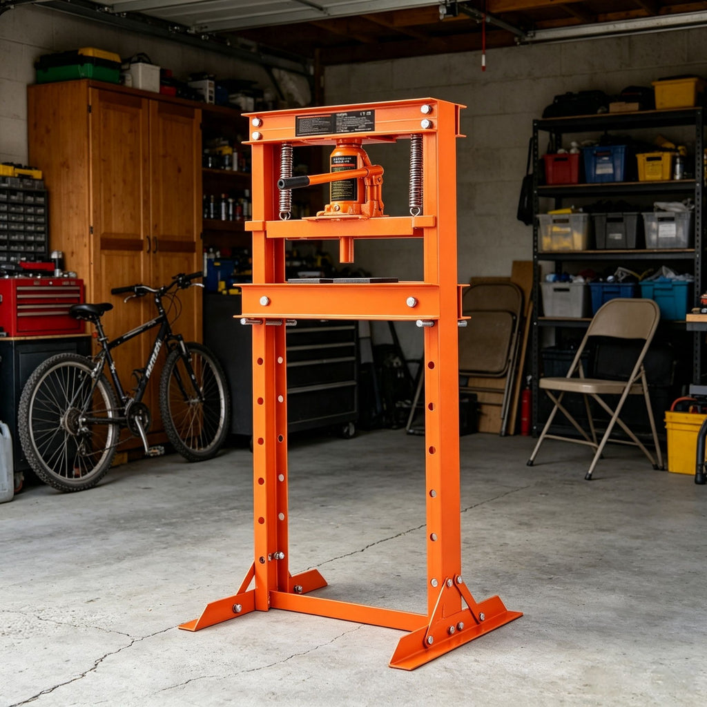 12 Ton H-Frame Hydraulic Shop Press, Adjustable Floor Press with Plates for Garage & Workshop