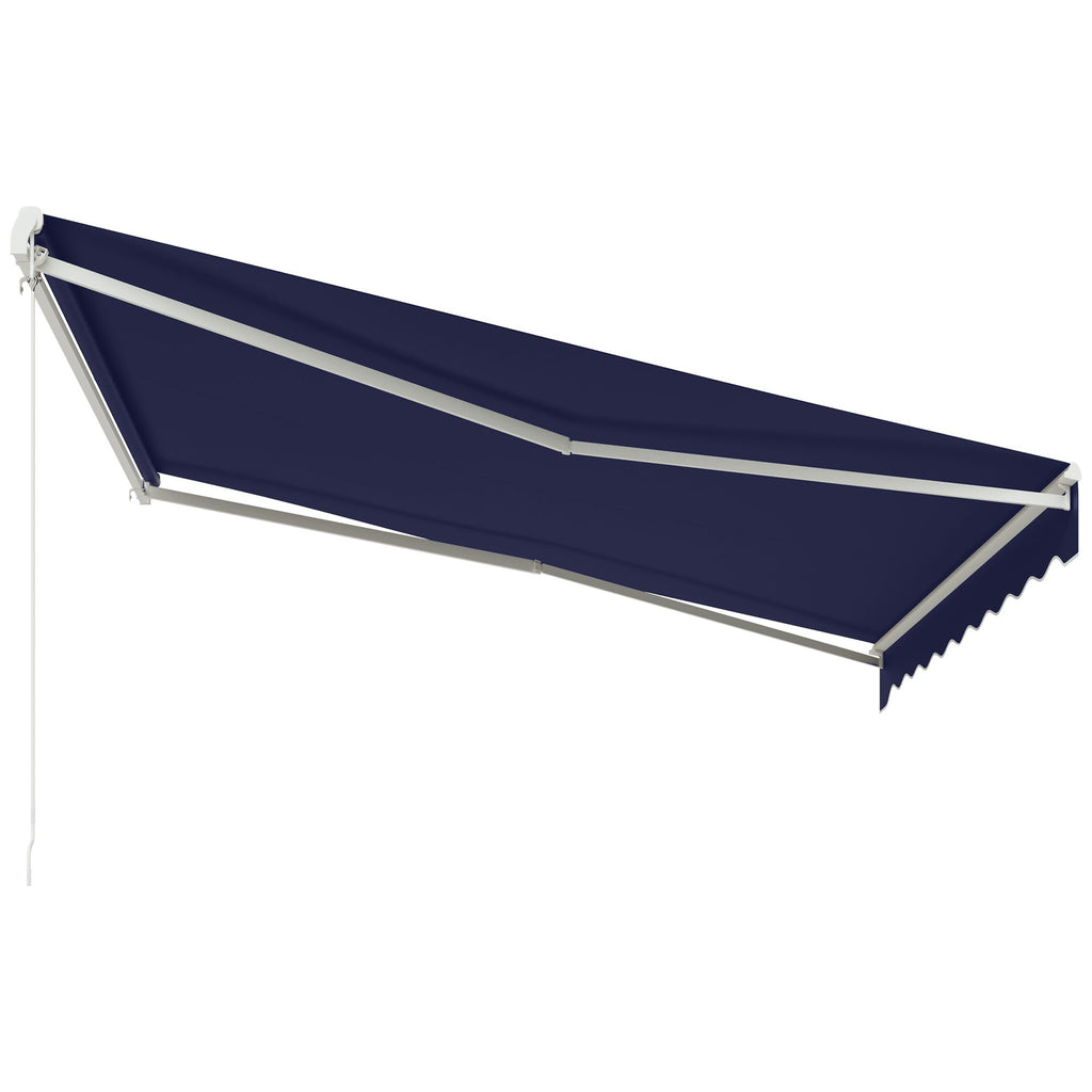 12' x 10' Electric Retractable Awning Sunshade Shelter with Remote Controller, Crank Handle for Deck Balcony Yard, Blue