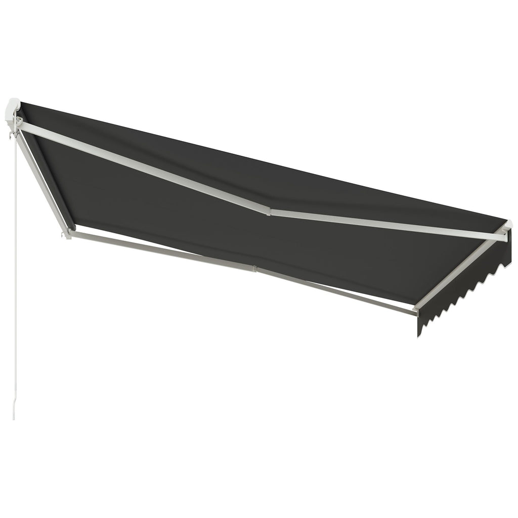 12' x 10' Electric Retractable Awning Sunshade Shelter with Remote Controller, Crank Handle for Deck Balcony Yard, Gray