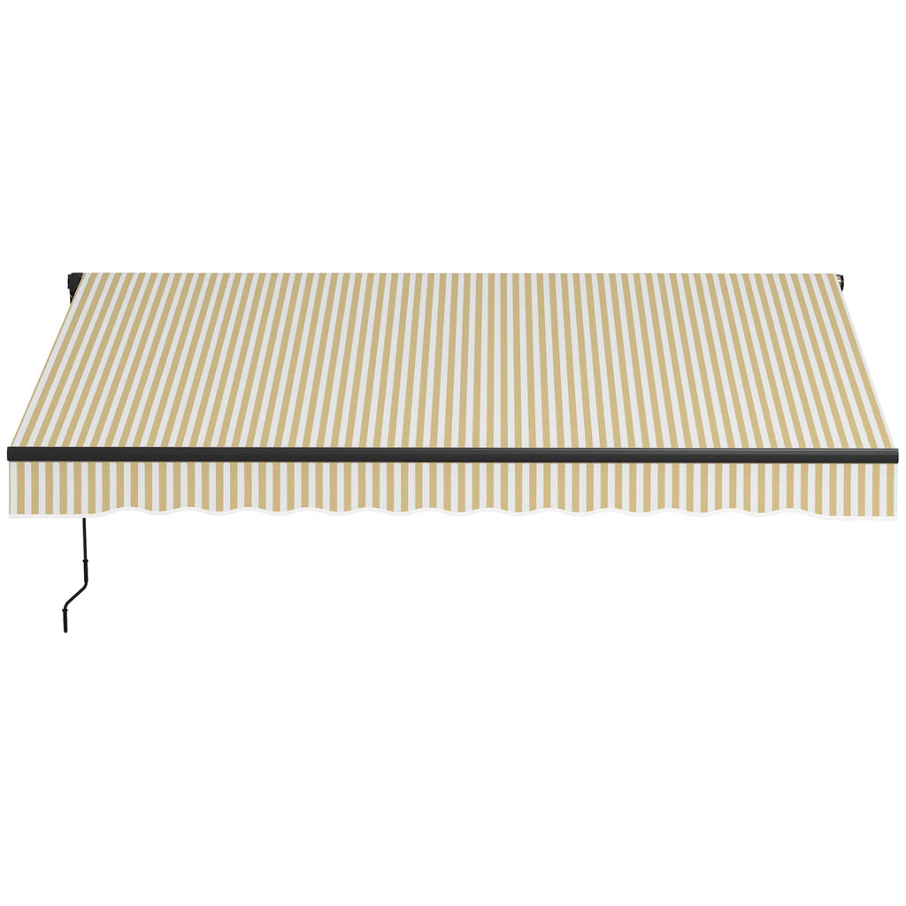 12 x 10 Ft Retractable Awning Beige and White 280gsm UV Resistant Sunshade Deck Balcony Yard Outdoor Shelter