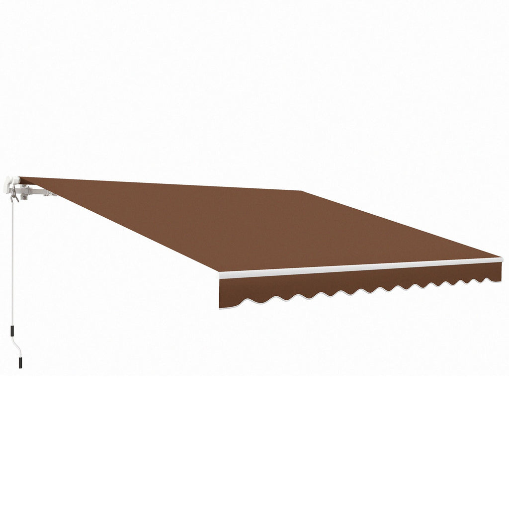 12' x 10' Manual Retractable Awning Outdoor Sunshade Shelter for Patio, Balcony, Yard, with Adjustable & Versatile Design, Brown