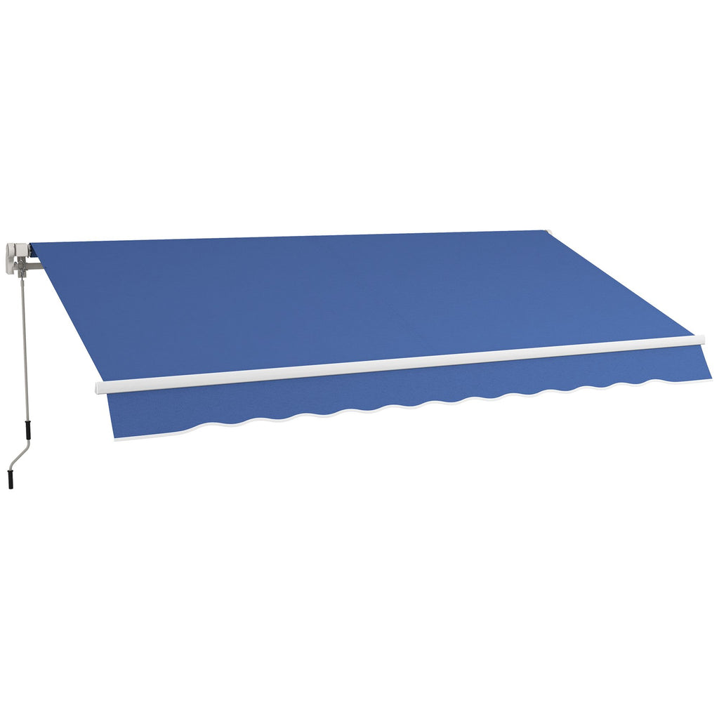 12' x 10' Manual Retractable Awning, Sunshade Canopy, Outdoor Sunshade Shelter with Adjustable & Versatile Design, Dark Blue