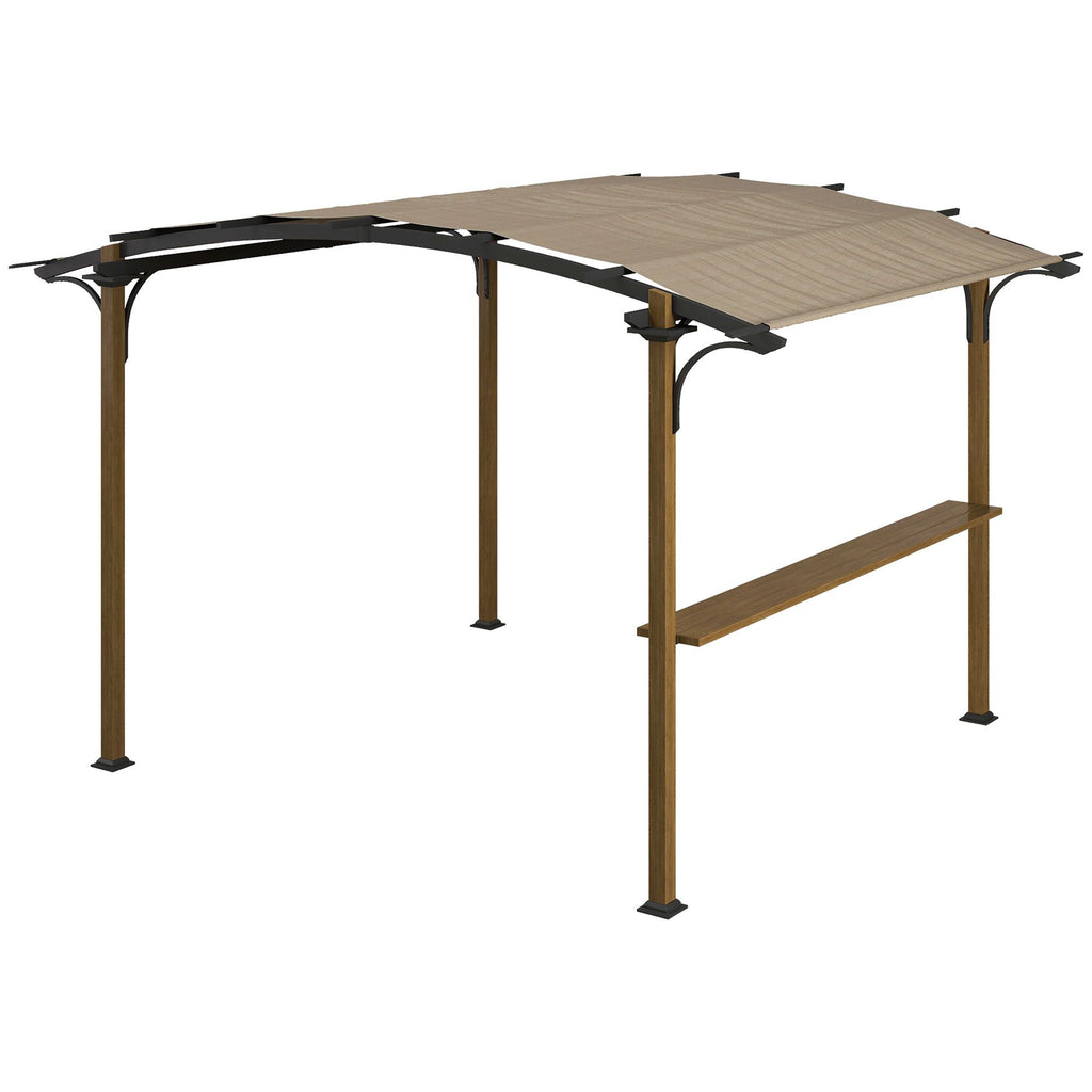 12' x 10' Outdoor Pergola with Bar Counter, Sun Shade Canopy, Aluminum and Steel Frame for Backyard