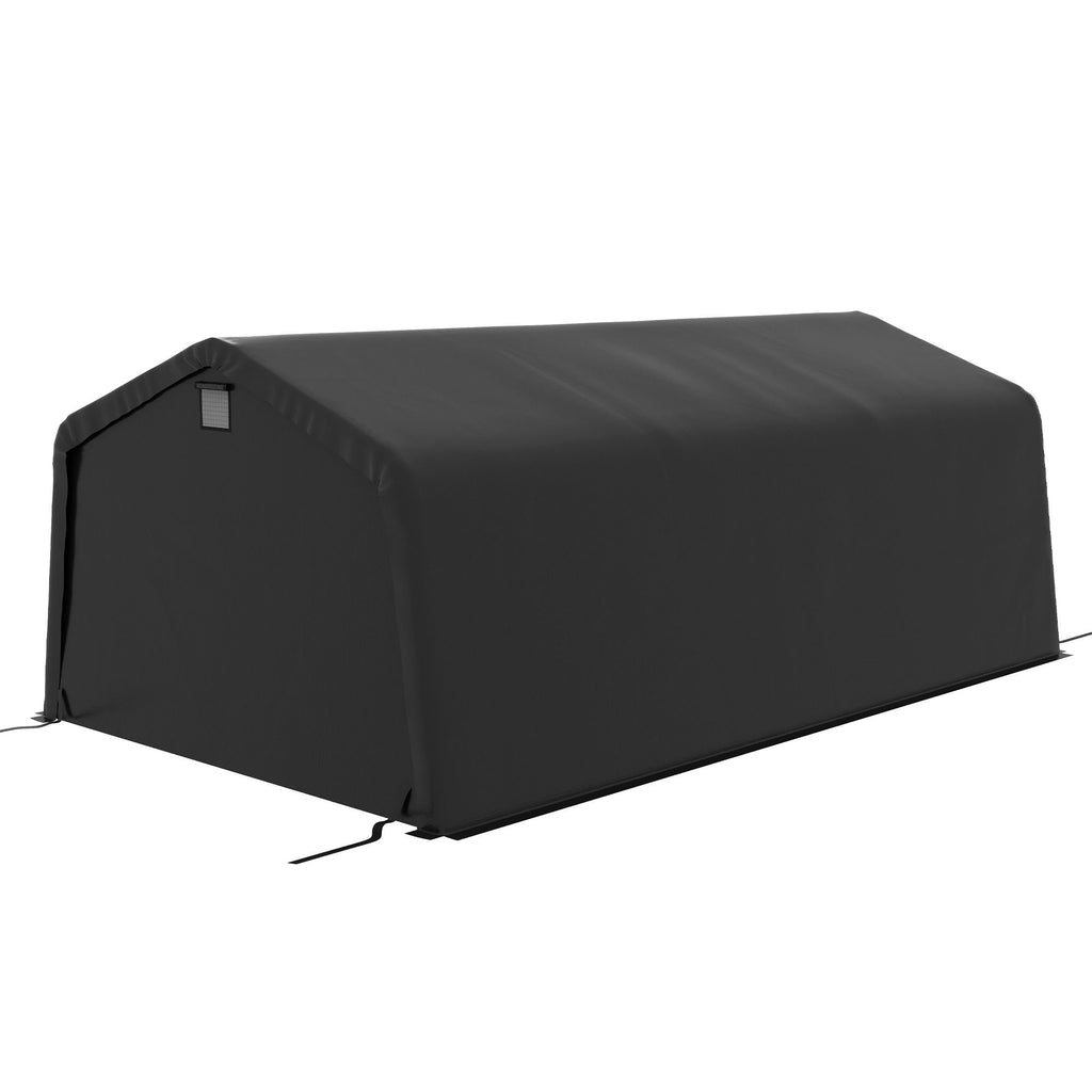 12' x 20' Portable Garage, Heavy Duty Carport Canopy with Ventilation Windows and Large Roll-up Door, Black