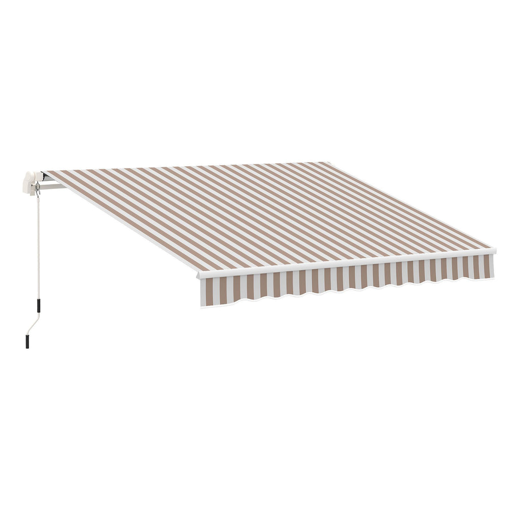 12' x 8' Patio Awning Canopy Retractable Sun Shade Shelter with Manual Crank Handle for Patio, Deck, Yard, Beige