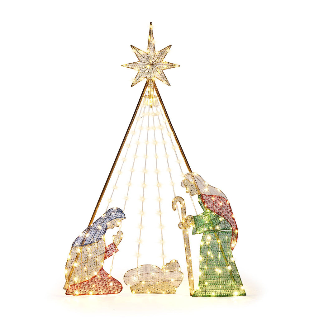 121*30*185cm 4.5V 3.6W Powdered Green Onion Cloth 220 Leather Thread Light 10% Flashing Light Birth Of Jesus Garden Jesus Decoration