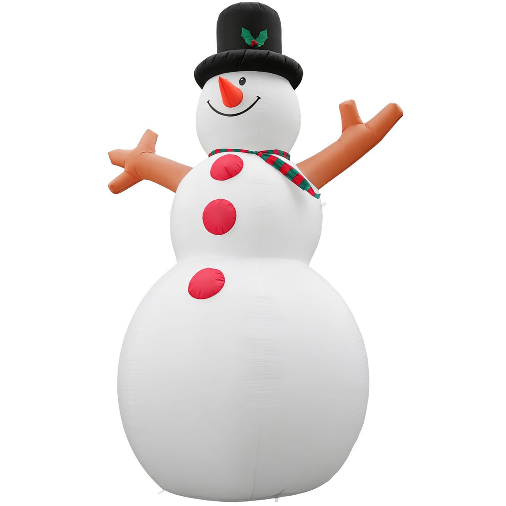12.5FT Tall Snowman with Branch Arms, 2 LEDs + Rotating Color Light, 210D Polyester, US Plug