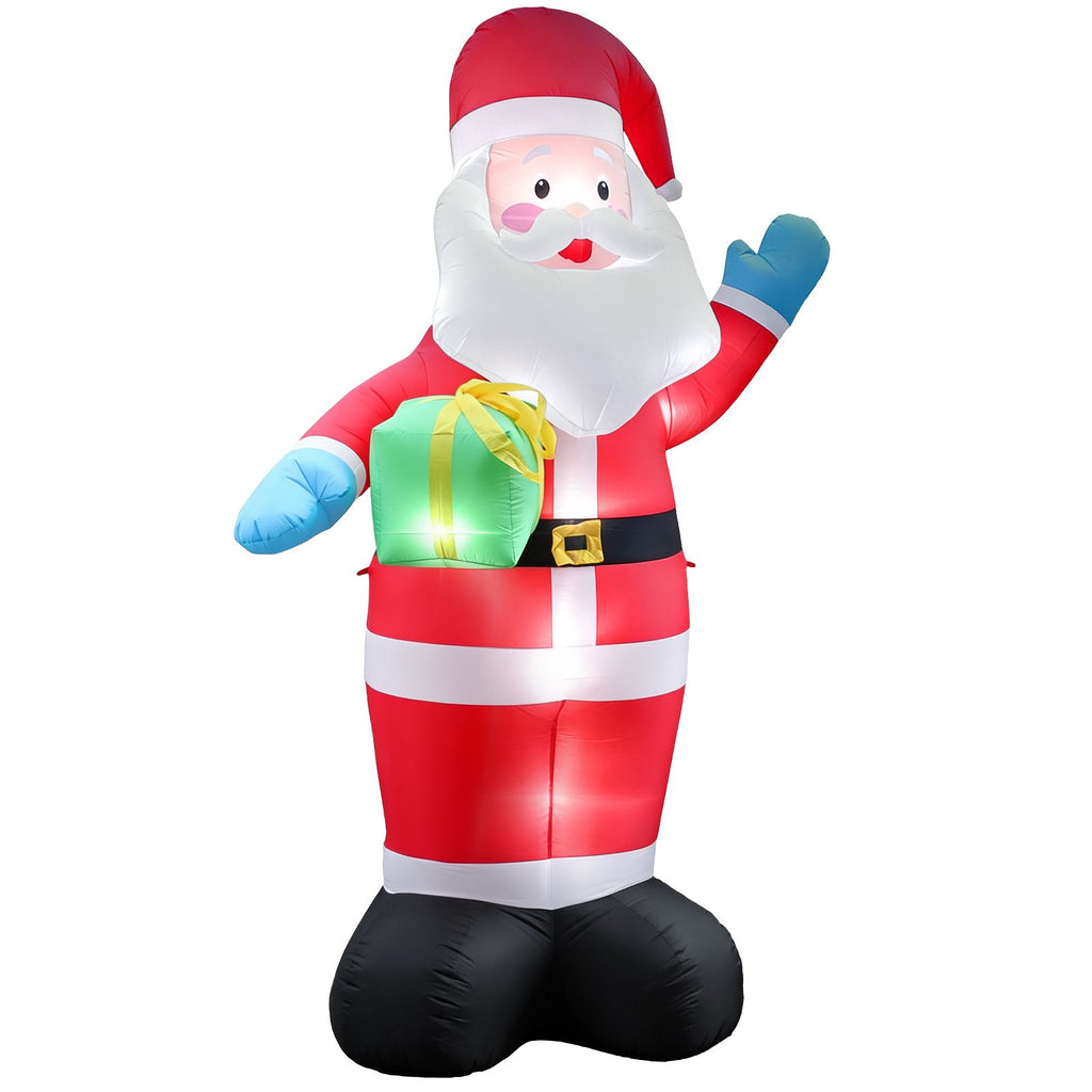 12.6FT Santa with Gift Box Inflatable, 6 LED Lights, 210D Polyester, US Plug