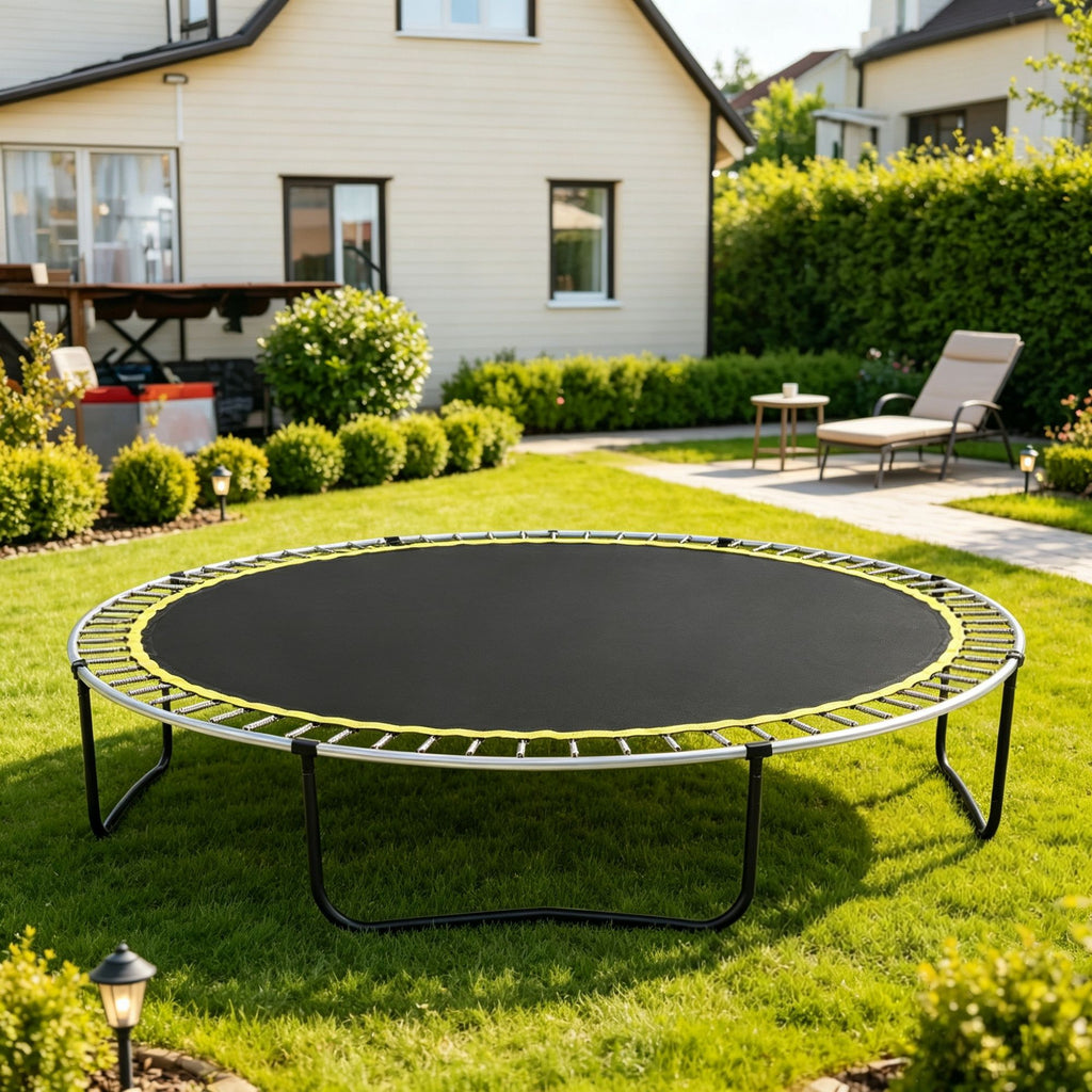12ft Round Replacement Trampoline Mat, UV-Resistant Jumping Pad with V-Rings & Spring Tool (Fits 5.5" Springs)Only Trampoline Mat