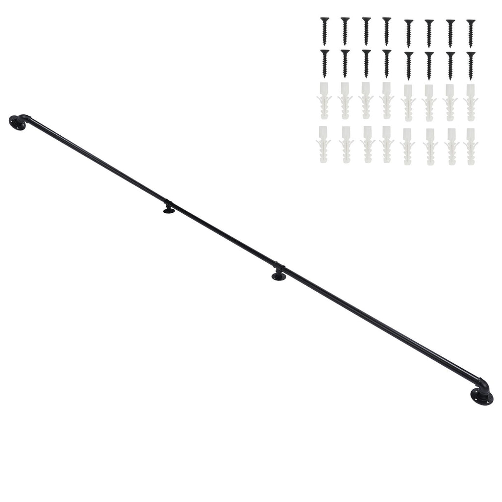 12FT three-section iron courtyard stair handrail black