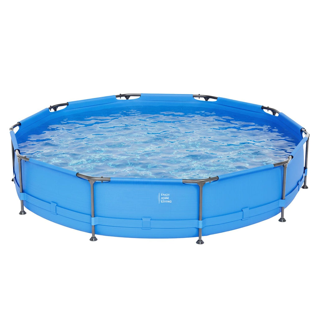 12FT*30IN Round Above-Ground Pool with Blue Iron Frame